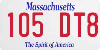 MA license plate 105DT8