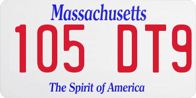 MA license plate 105DT9