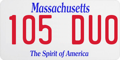 MA license plate 105DU0