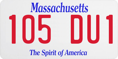 MA license plate 105DU1