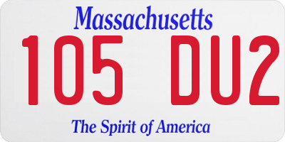 MA license plate 105DU2