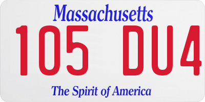 MA license plate 105DU4