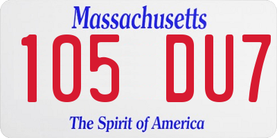 MA license plate 105DU7