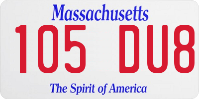 MA license plate 105DU8