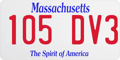 MA license plate 105DV3
