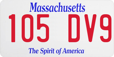 MA license plate 105DV9