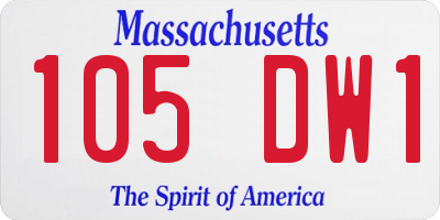 MA license plate 105DW1