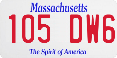 MA license plate 105DW6