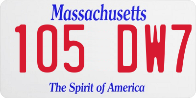 MA license plate 105DW7