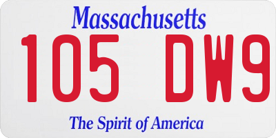 MA license plate 105DW9