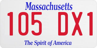 MA license plate 105DX1