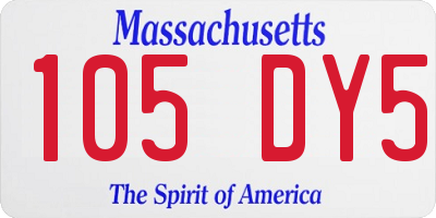 MA license plate 105DY5