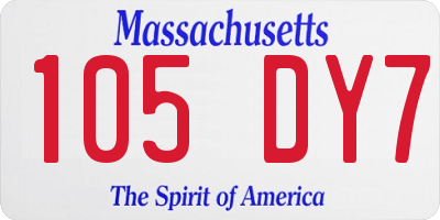 MA license plate 105DY7
