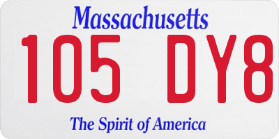 MA license plate 105DY8