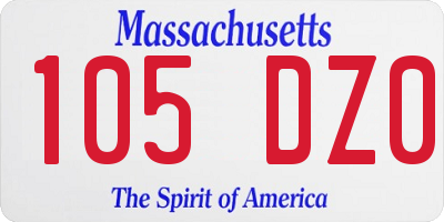 MA license plate 105DZ0