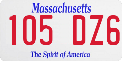 MA license plate 105DZ6