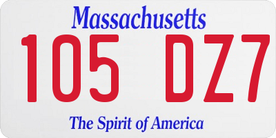 MA license plate 105DZ7