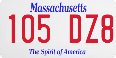 MA license plate 105DZ8