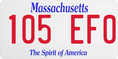 MA license plate 105EF0