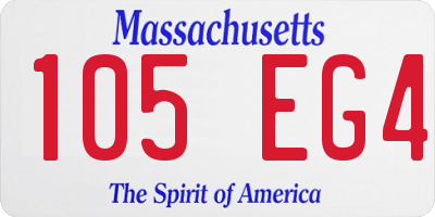 MA license plate 105EG4