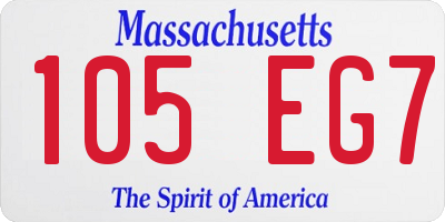 MA license plate 105EG7