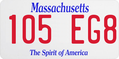 MA license plate 105EG8