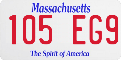 MA license plate 105EG9