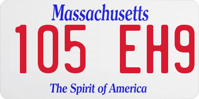 MA license plate 105EH9