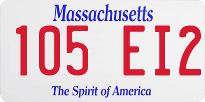 MA license plate 105EI2