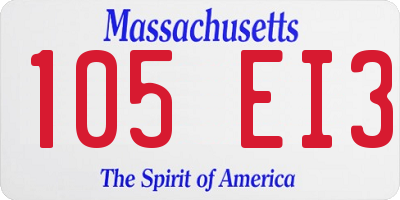 MA license plate 105EI3