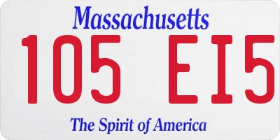 MA license plate 105EI5