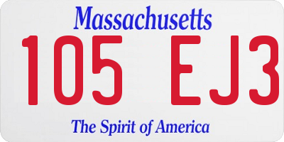 MA license plate 105EJ3