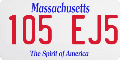 MA license plate 105EJ5