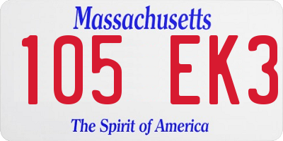 MA license plate 105EK3
