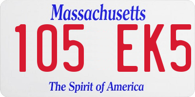 MA license plate 105EK5
