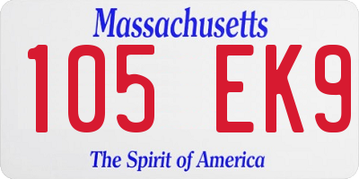 MA license plate 105EK9