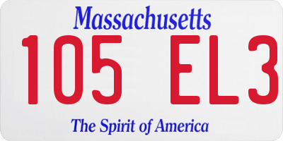 MA license plate 105EL3