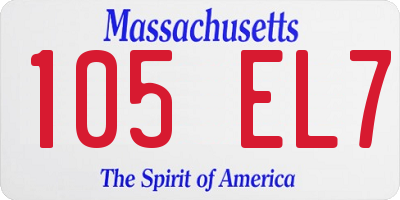 MA license plate 105EL7