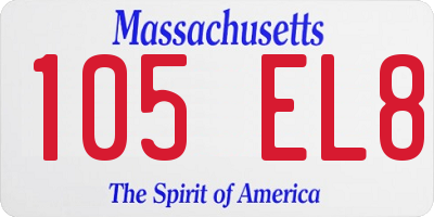 MA license plate 105EL8