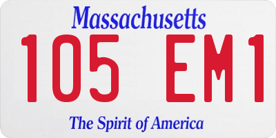 MA license plate 105EM1