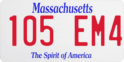 MA license plate 105EM4