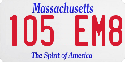 MA license plate 105EM8