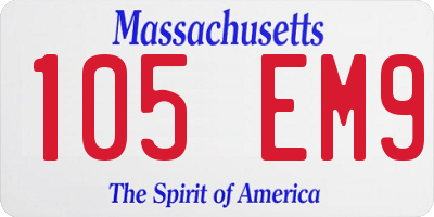 MA license plate 105EM9