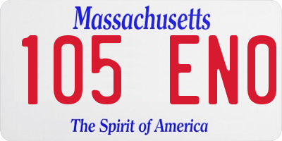 MA license plate 105EN0