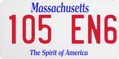 MA license plate 105EN6