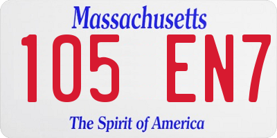 MA license plate 105EN7