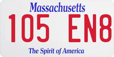 MA license plate 105EN8