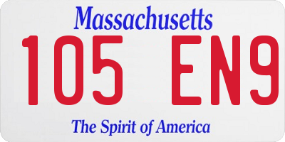 MA license plate 105EN9