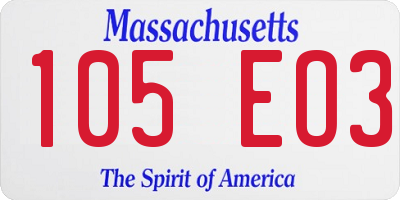 MA license plate 105EO3