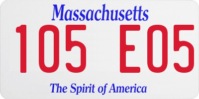 MA license plate 105EO5